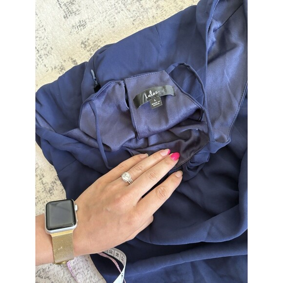 Lulus Dreamy Date Night Navy Blue Sleeveless Midi Dress Size Large Wedding Guest - Picture 5 of 10